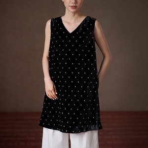 ビーズ刺繡 ベルベット調 チュニックドレス No.6320