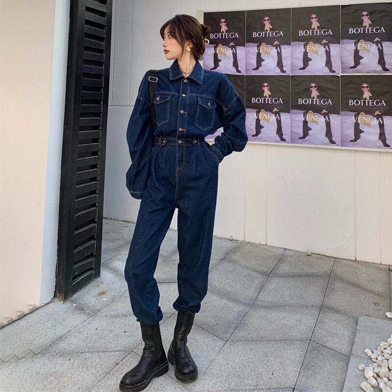 ワンピースジーンズ スプリング薄手ハイウェストパンツ ロング 春物 ドラファッションホール46792777156