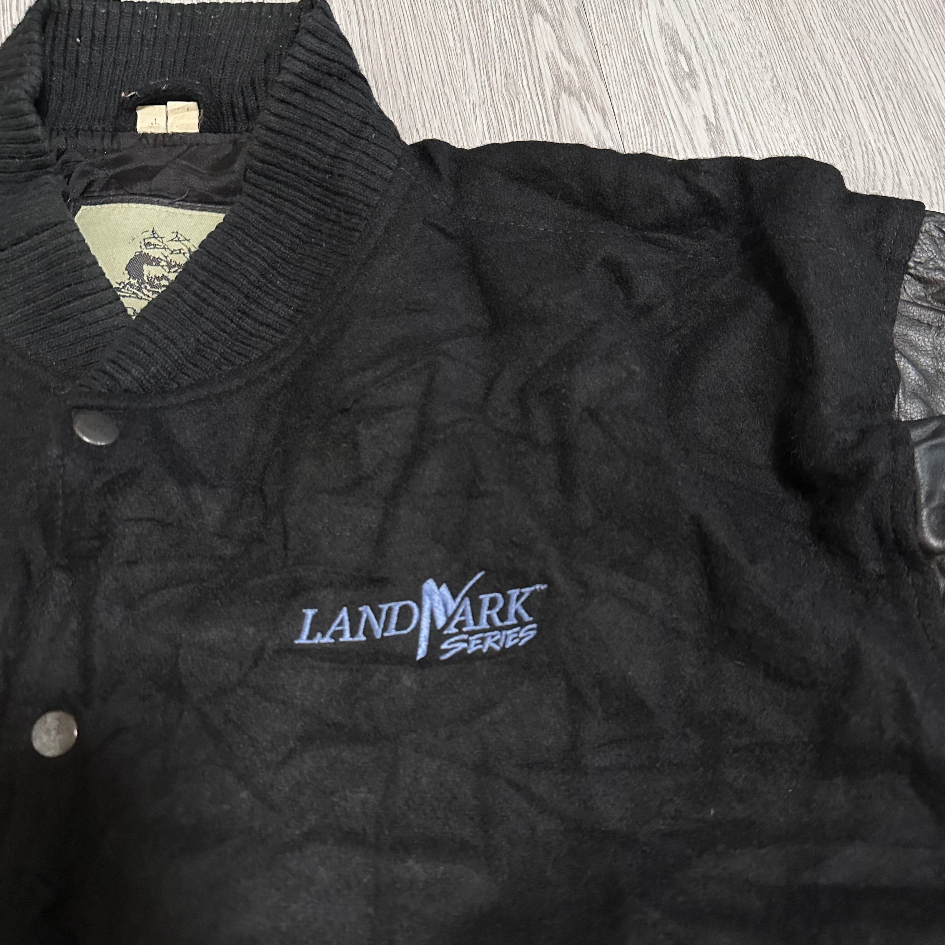 BURK'S BAY 古着 100%ウール 本革 スタジャン ブラック XLサイズ