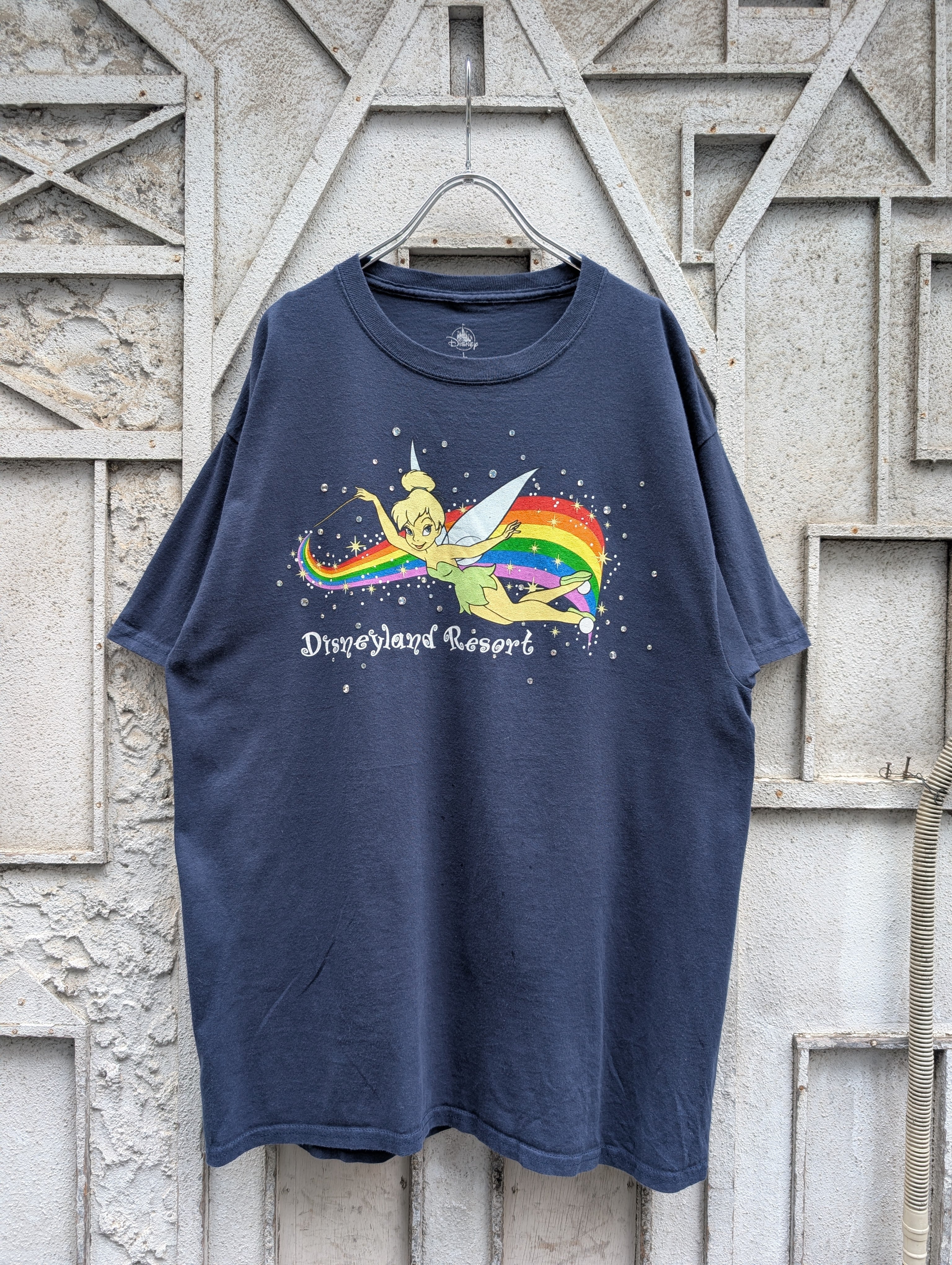 "深緑" REMAKE rhinestone tee / TINKERBEL