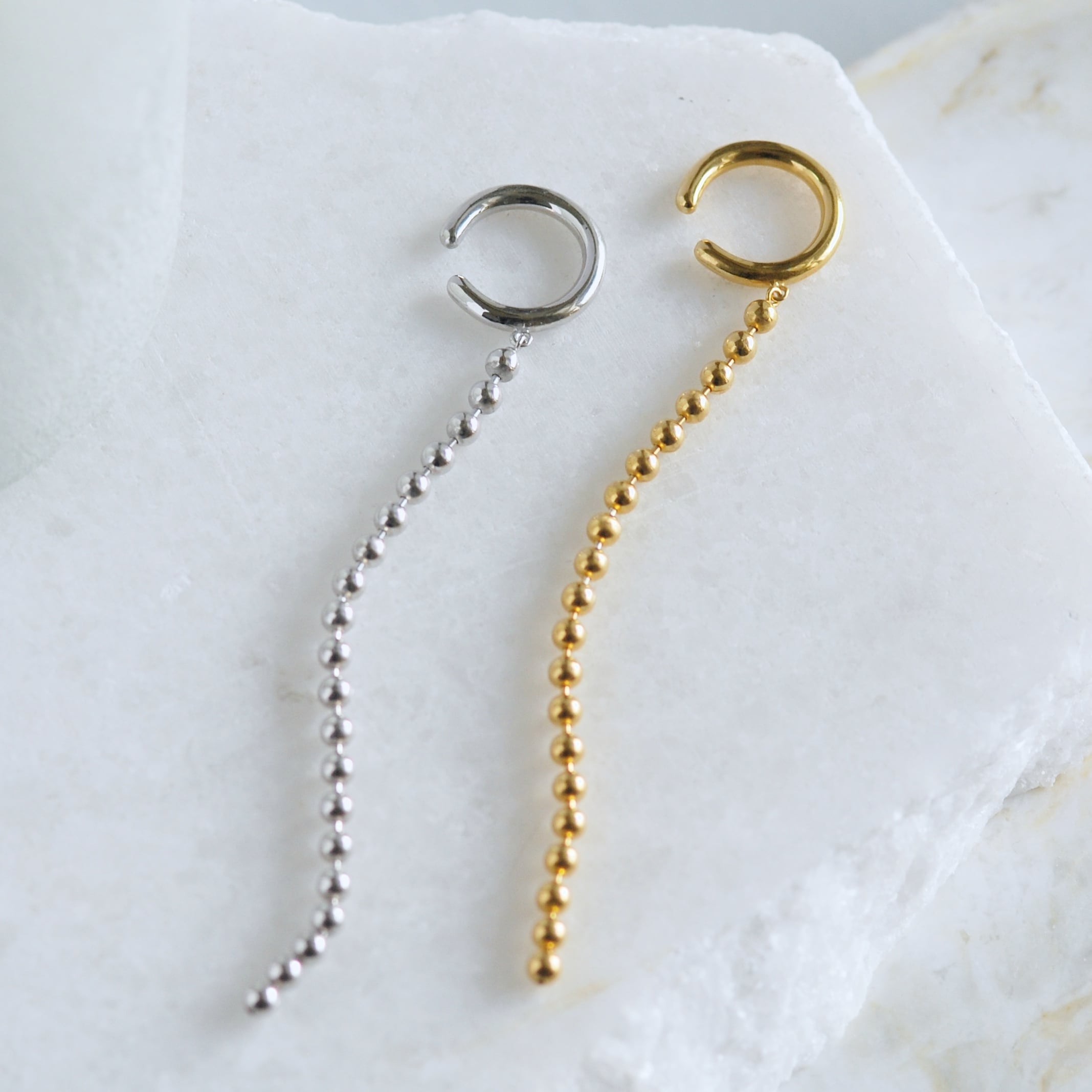 ロングボールチェーン イヤーカフ(片耳) | DoubleMoon jewelry