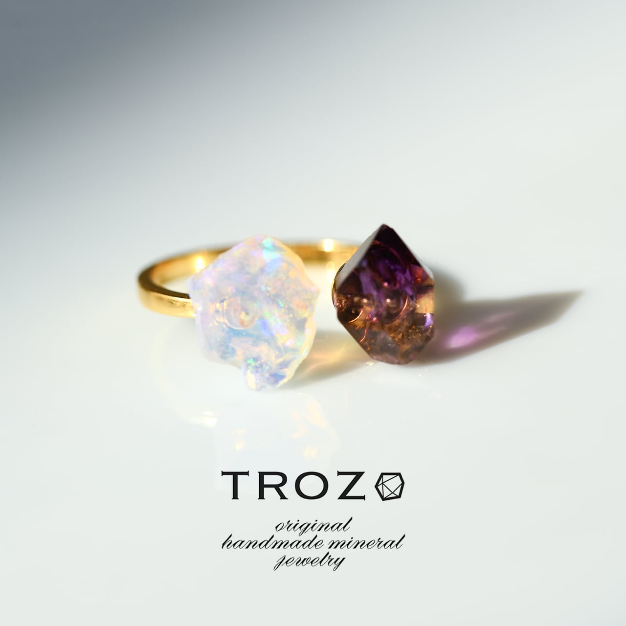 アメシスト (アメジスト) × オパール 鉱物原石 フリーサイズ シルバー