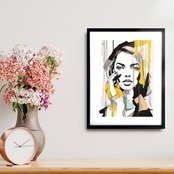 Ture｜女性肖像をくすみカラーで描くアブストラクトアートポスター｜大人の空間を彩るモダンインテリア額縁付き国内生産A2ポスター