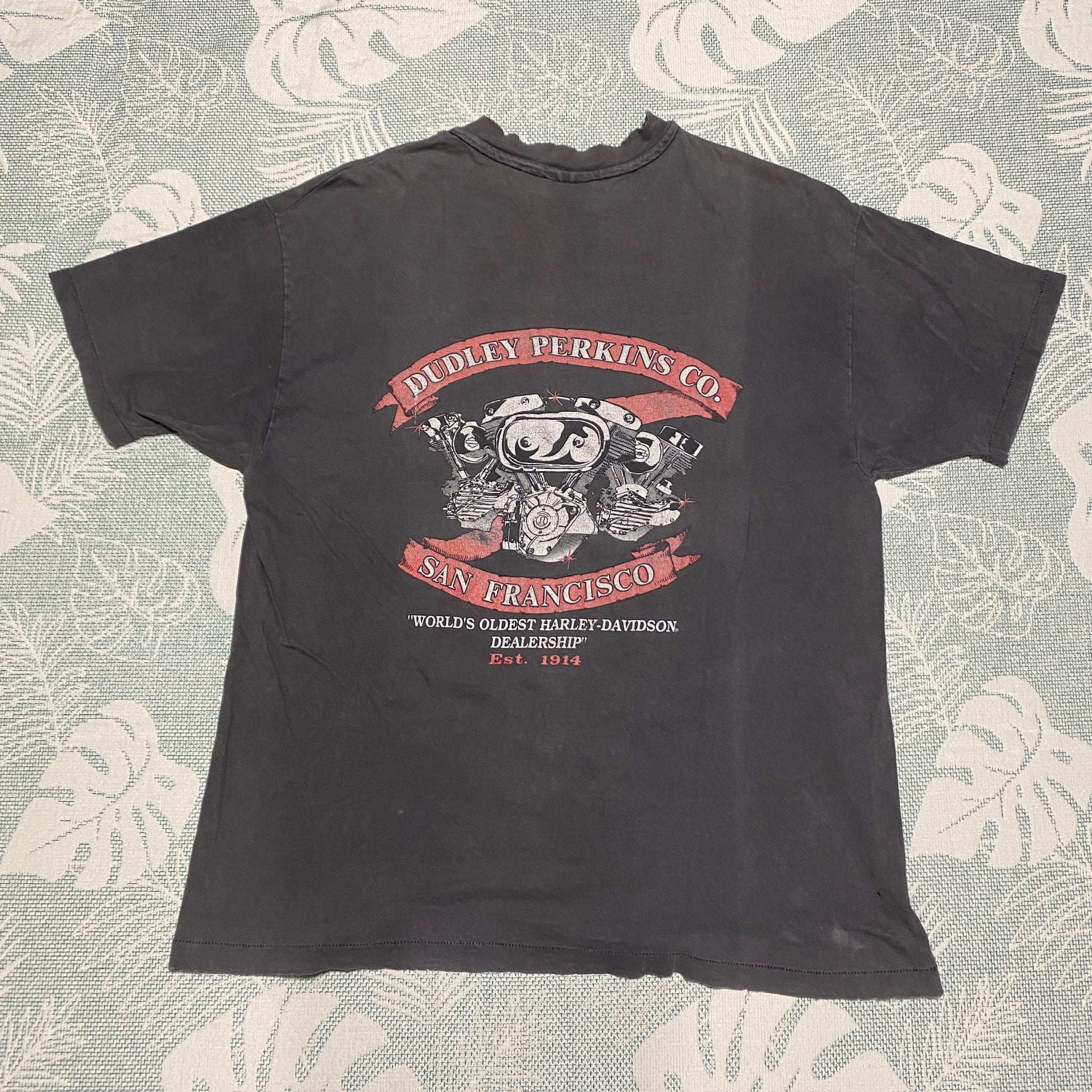 【Harley-Davidson】90s 鬼フェード ロンT Lサイズ 鬼フェード！90s Harley-Davidson（ハーレーダビットソン） 両面