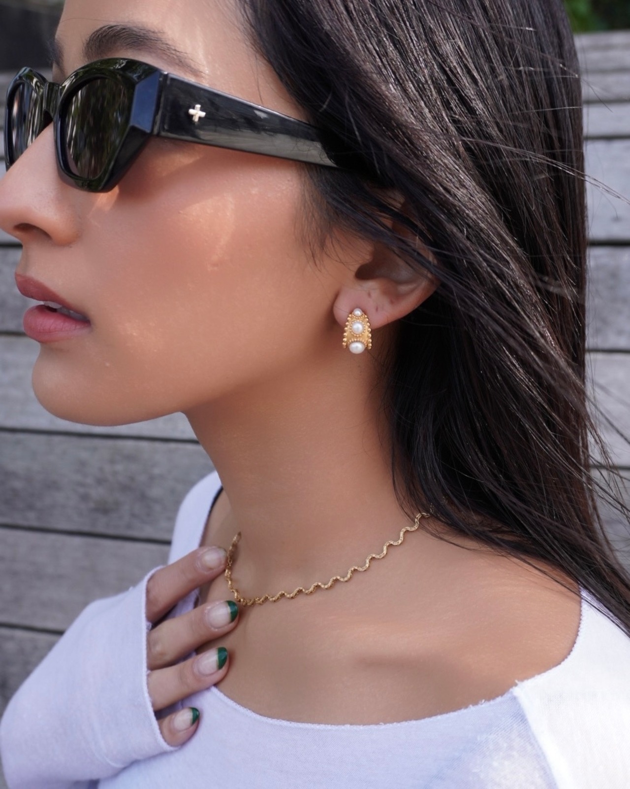 Gold Pearl Studs Pierce
