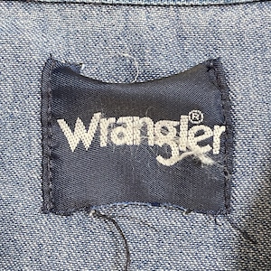 【Wrangler】ウエスタンデニムシャツ デニムシャツ ウエスタンシャツ ショルダーヨーク フラップポケット XL相当 ビッグシルエット ラングラー 胸パッチ us古着