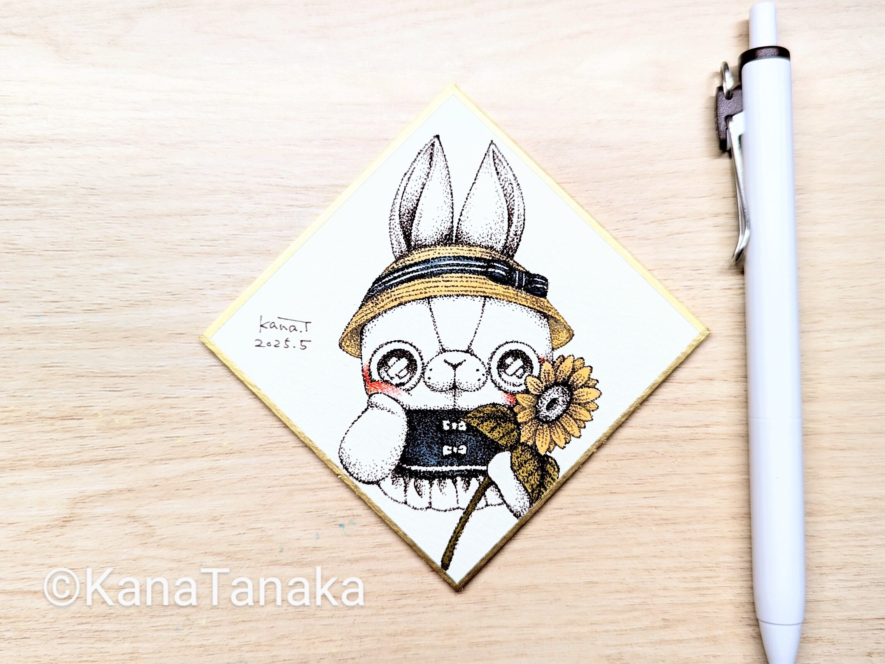 豆色紙サイズ］夏の少女・点描画 | ten10ten Picture Store