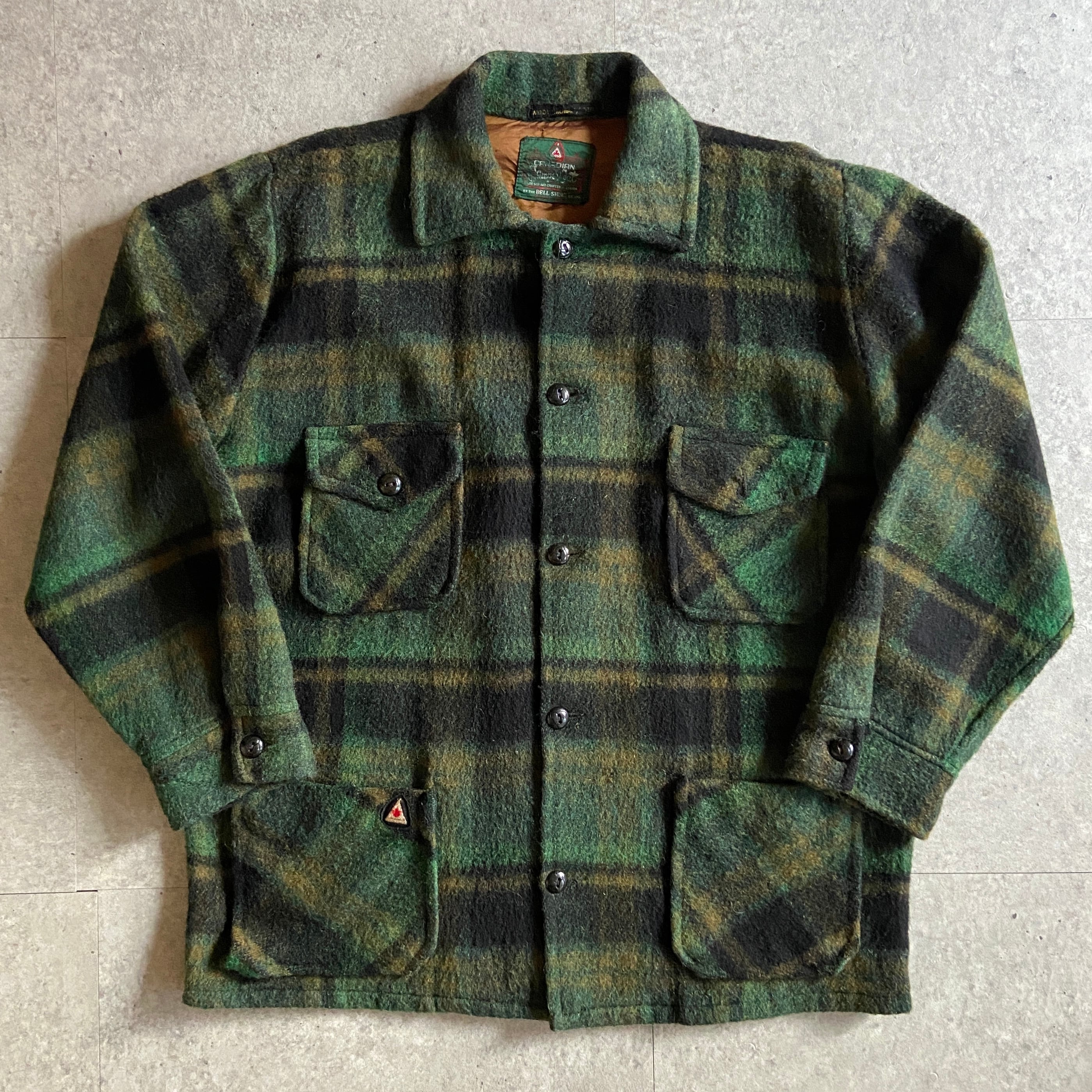 Canadian Camper Coat Wool Mohair Check Shirt XL位 G047
