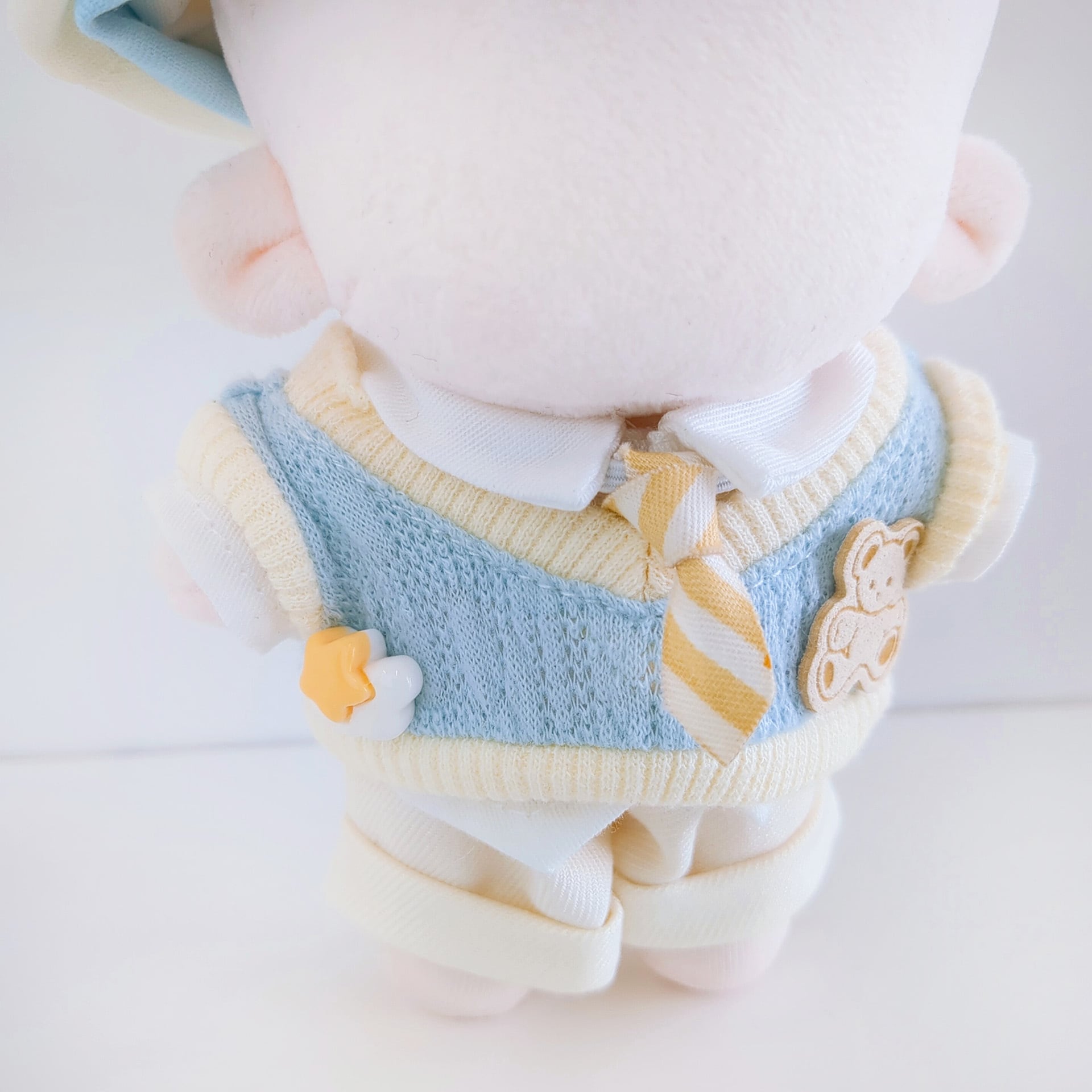 星空ドレス 一番星ベレー帽 ミルキーブルー ホワイトぬい服 10cm 7M-1324【10cm】ベレー帽付きホワイトスクールセット | Little Closet