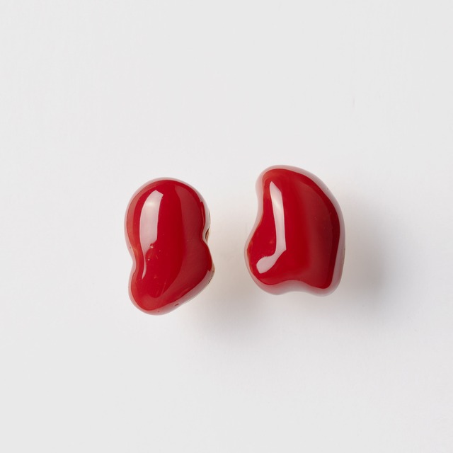 “Rose bouquet” Red coral and K18 yellow gold stud earrings【New】