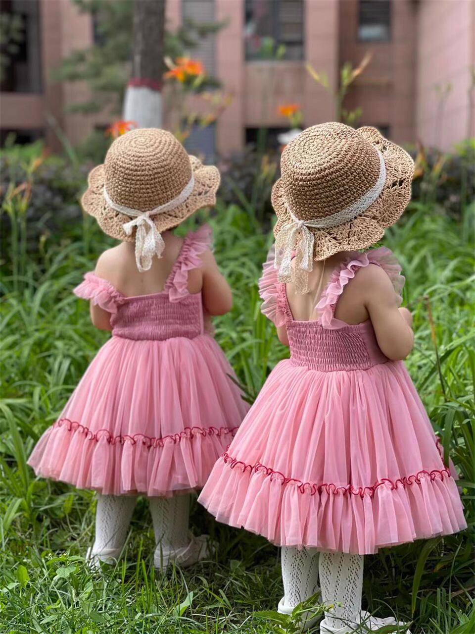 予約】 2 個夏の女の赤ちゃんピンク黒チュールチュチュドレスかわいい