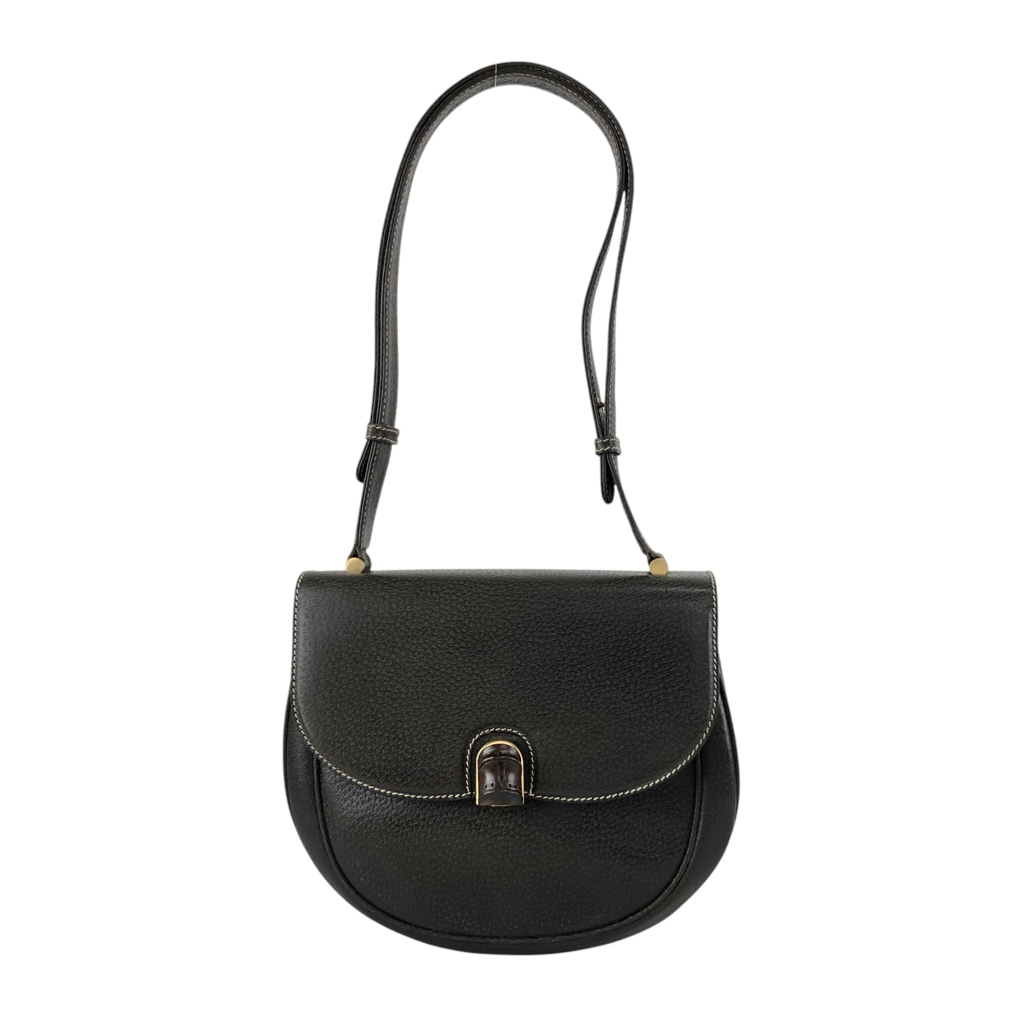 GUCCI グッチ ショルダーバッグ バンブー ブラウン レザー vintage