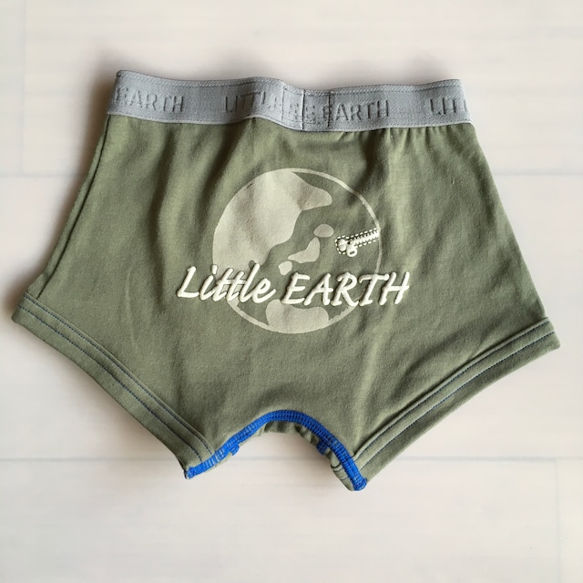 リトルアース【日本製】 LittleEARTHキッズ地球ロゴボクサーパンツ　KHAKI