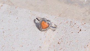 Orange copper heart turquoise ring / Sunrise《silver925》【受注製作】