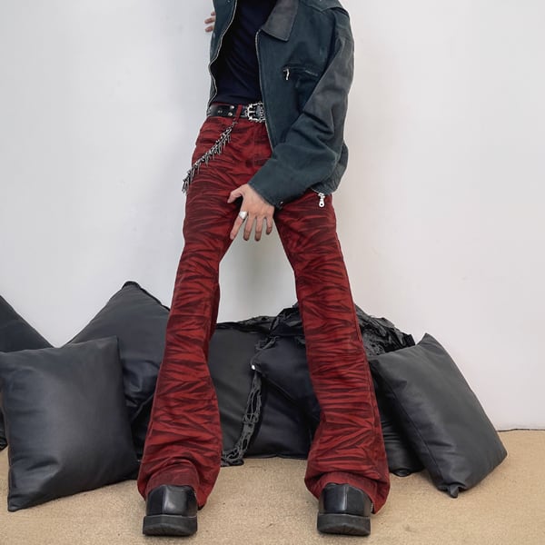 タイガーストライプレッドフレアデニム(ruf_02514)