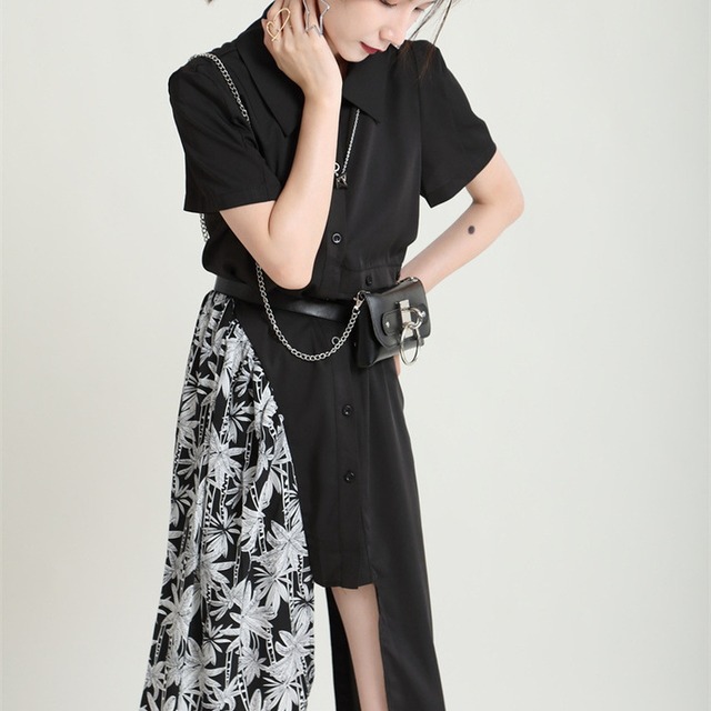 大人 モード服 シャツワンピ ボタニカル柄 アシンメトリー モノトーン 個性的 大人可愛い オルチャン 10代 代 天使と悪魔 サブカル系ファッション Seasonz 大人 モード服 シャツワンピ ボタニカル柄 アシンメトリー モノトーン 個性的 大人可愛い オルチャン 10代 代 天使と悪魔 サブカル系ファッション Seasonz