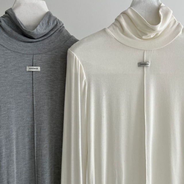 high-neck fitted cut-and-sew top J00146