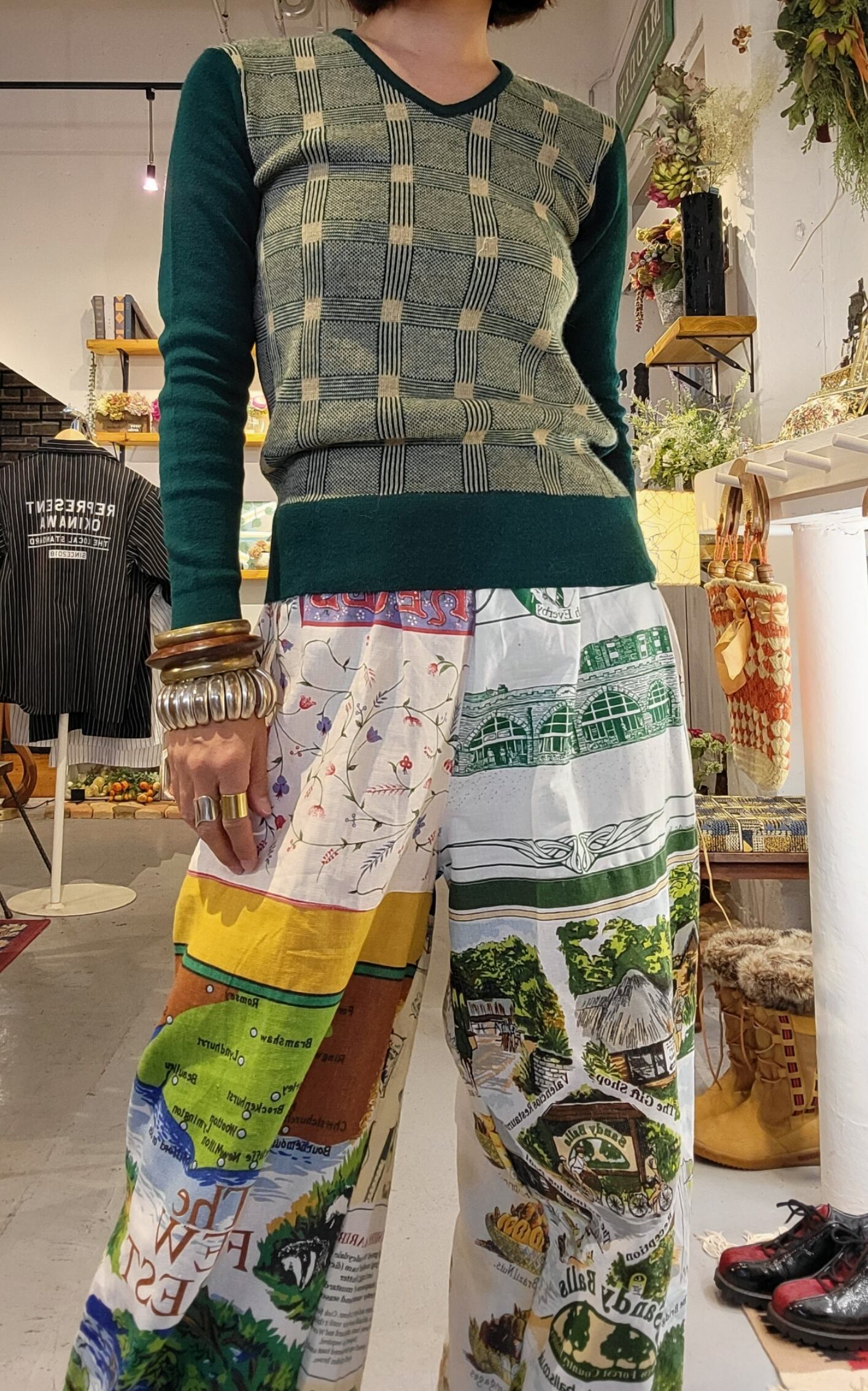 THPT055 ヴィンテージクロスリメイクパンツ | alocasia vintage