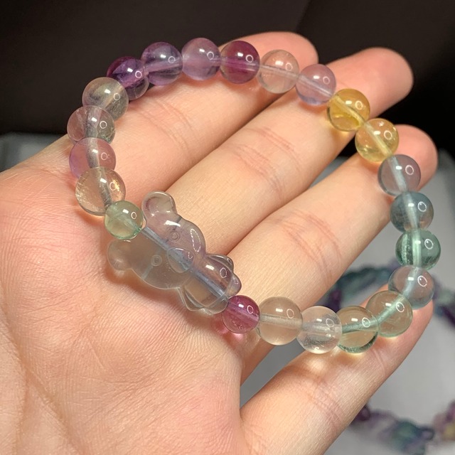 D20くまさんフローライトデザインブレスレット