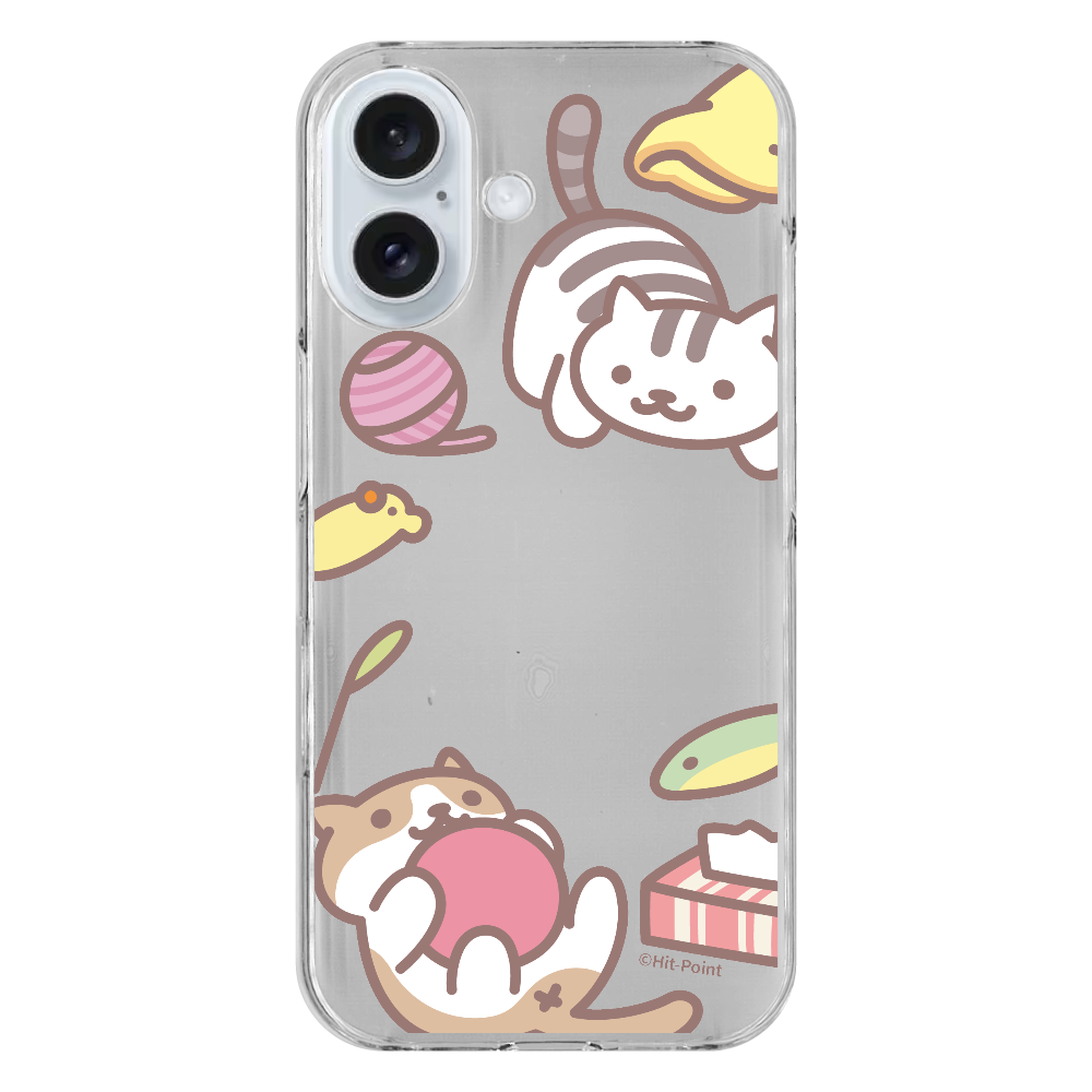 【iPhone 16】【ねこあつめ(ボールあそび)】スマホケース クリアタイプ