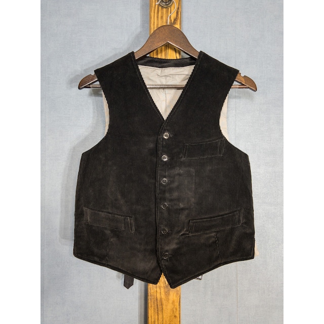 【1950s,DS】"French Work" Black Heavy Corduroy Farmers Vest ①, Deadstock!!