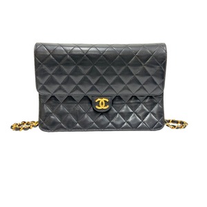 CHANEL シャネル プッシュロック チェーンショルダーバッグ ラムスキン ブラック 9435-202301