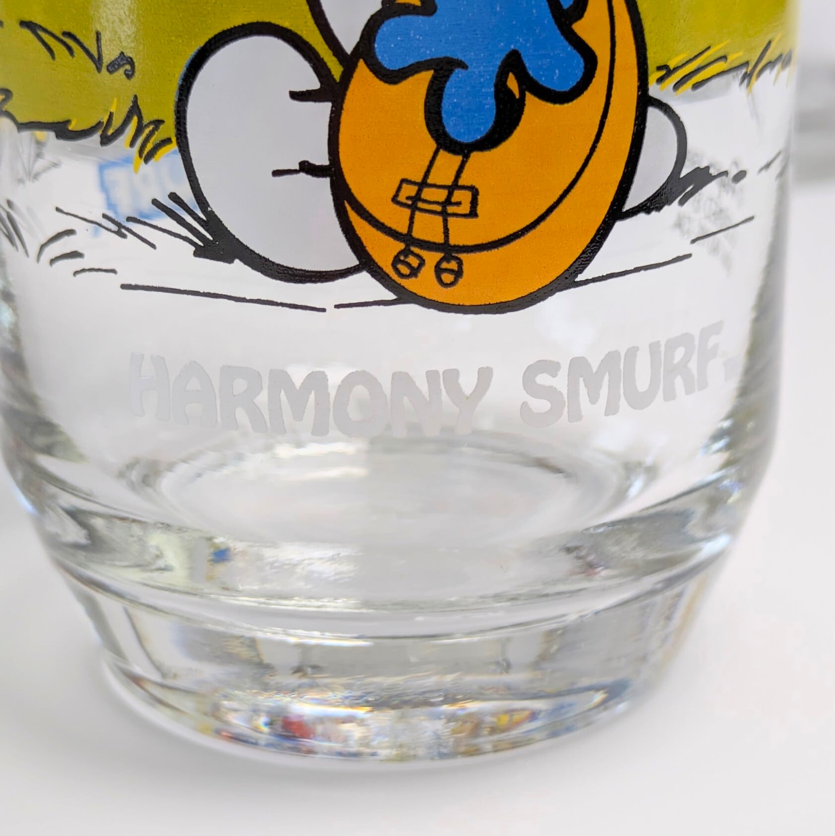 ☆ VINTAGE 1983☆【 SMURF / スマーフ 】 Hardee's / ハーディーズ ノベルティグラス 『 HARMONY SMURF 』/ ビンテージ コップ〚アメリカン雑貨 アメトイ〛