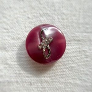 ラインストーンシルバーリボン×ピンク 20㎜