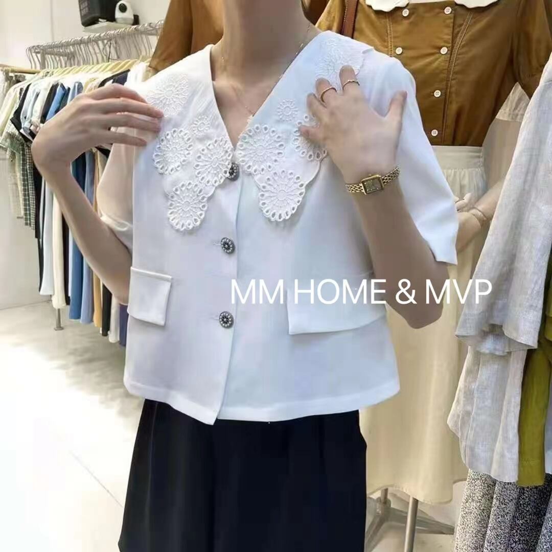 レース襟五分袖ジャケット　AJ42441-2075