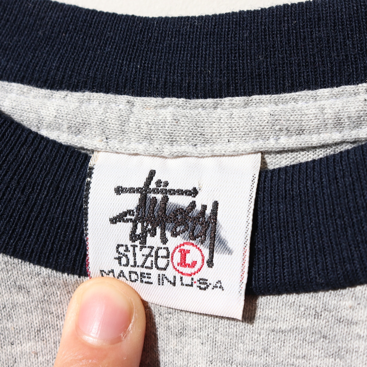 Deadstock L STUSSY USA 90s 白タグ ステューシー リンガーTシャツ ringer tee