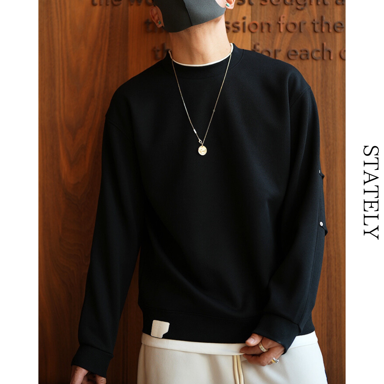 Buttoned Detail Sweatshirt/3color_T139・画像2