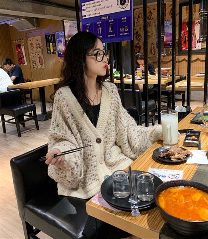 カジュアル 新品 ニットトップス 秋韓国 シンプル 小さい新鮮な セーター 怠惰な風 快適 単体ボタン