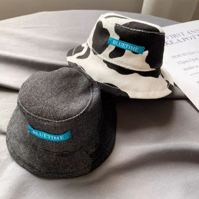 ホルスタイン柄デニムのバケットハット　00474