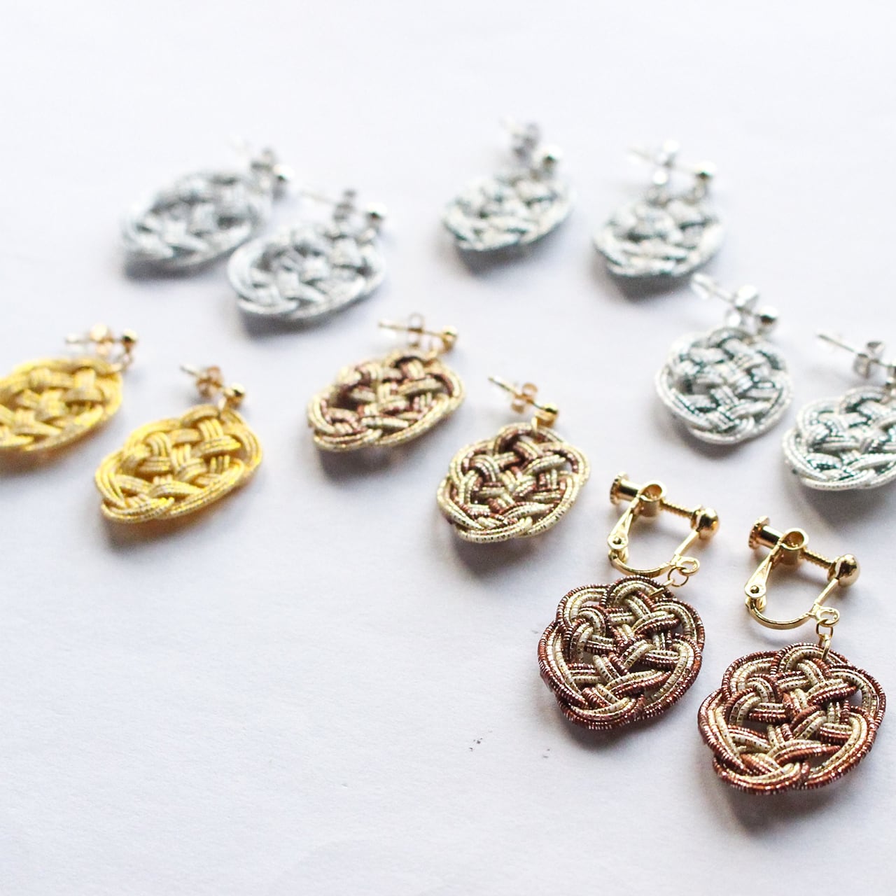 水引ピアス・イヤリング - TSUYA - シルバー | 紙単衣 - kamihitoe