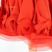 社交ダンス 衣装 ラテン ドレス ワンピース 赤 フリル デモ 競技 ダンス パーティ 発表会 パーティドレス 長袖 リボン かわいい レッド系 スパンコール ドレススタイル ラテンスタイル おしゃれ ダンスウェア パーティー用 キュート コスチューム フォーマル ドレッシー レディース