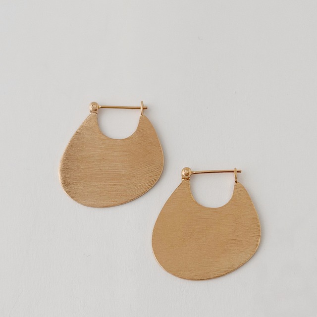 Gold Coating クレセント フープ ピアス ピンク ゴールド