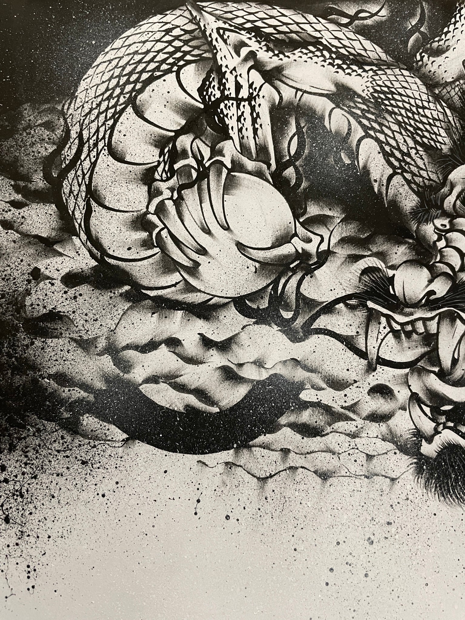 墨画【黒風白雨】額装付 | Yasunori Kimata