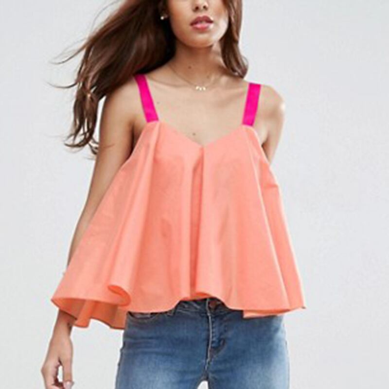 バイカラー フリル タンクトップ