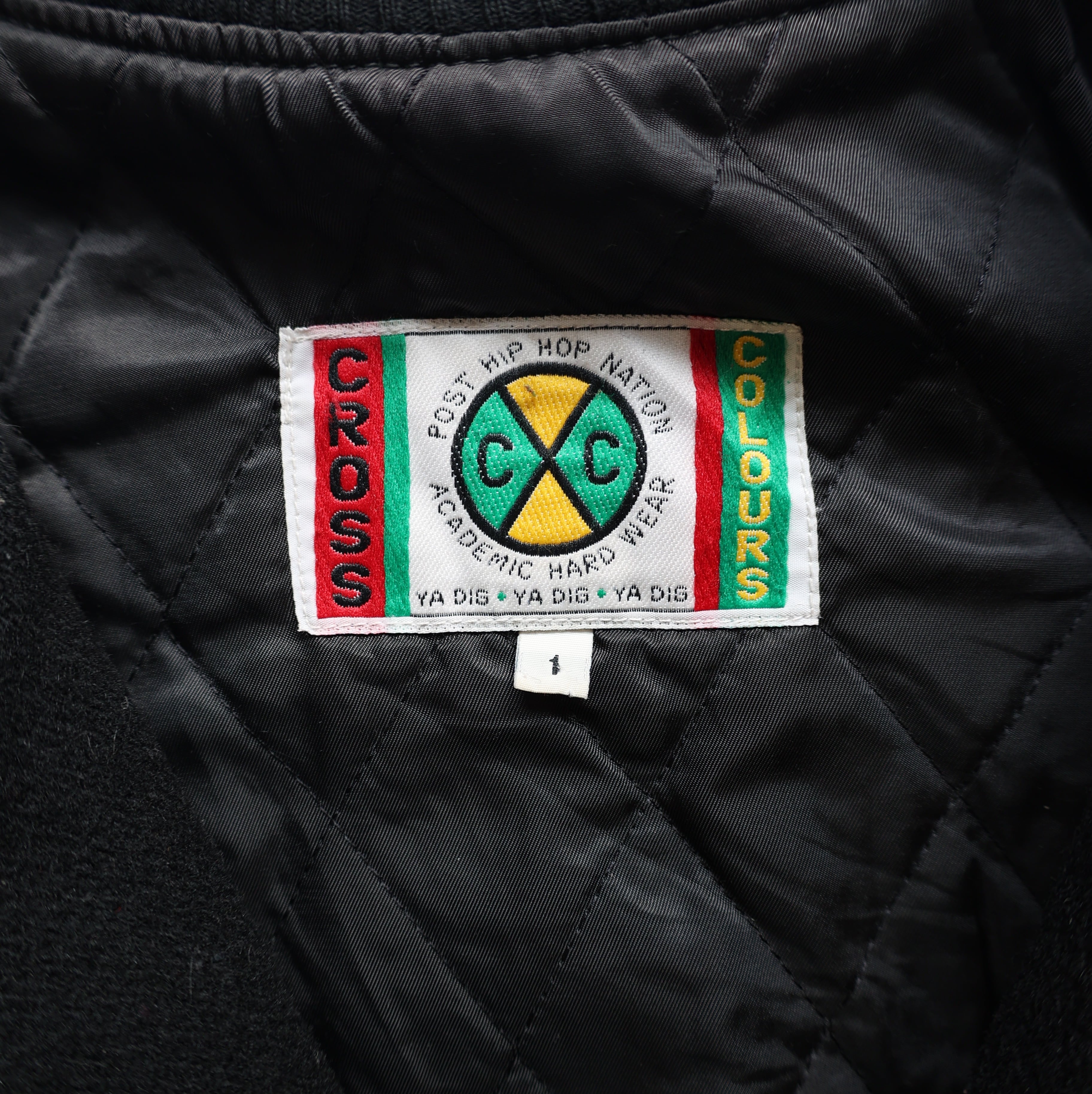 90S CROSS COLOURS WOOL LEATHER STADIUM JACKET | CLIMB SENDAI