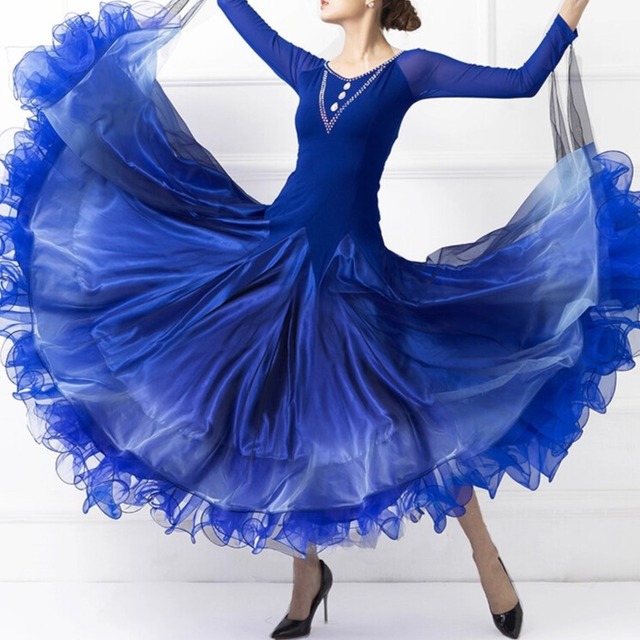 ロングスリーブ フレアシルエット フリル スタンダードドレス  ds0170