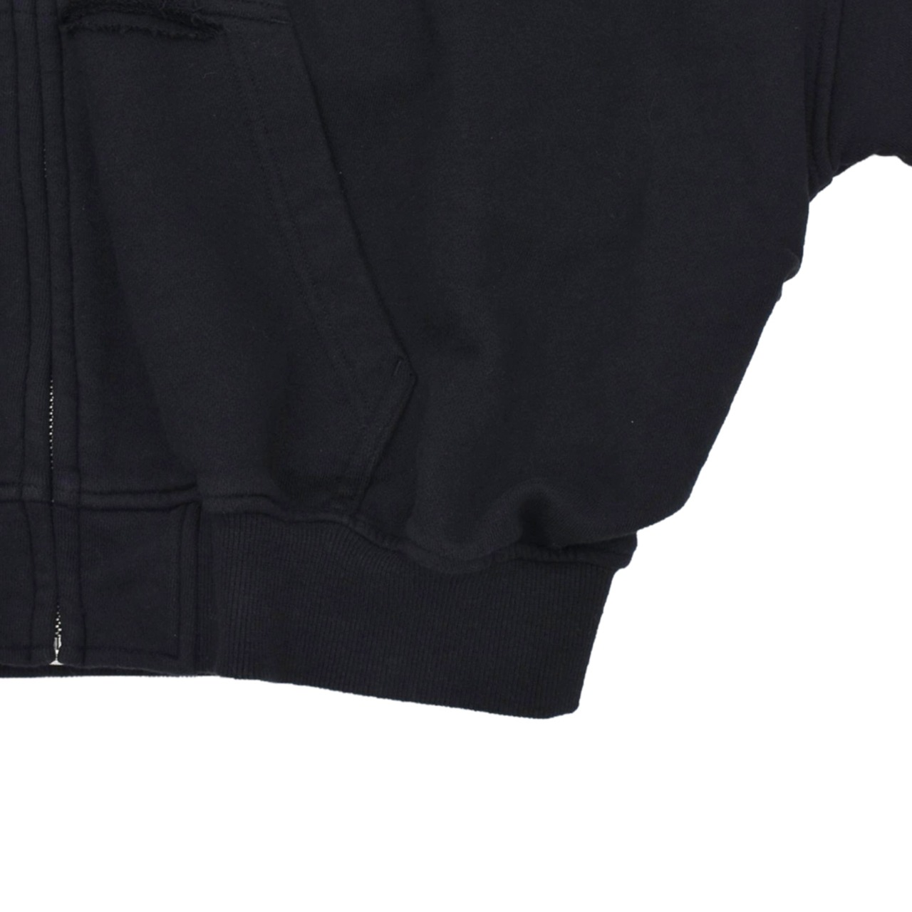 【WE11DONE】BLACK REPAIRED ZIP-UP HOODIE - 8