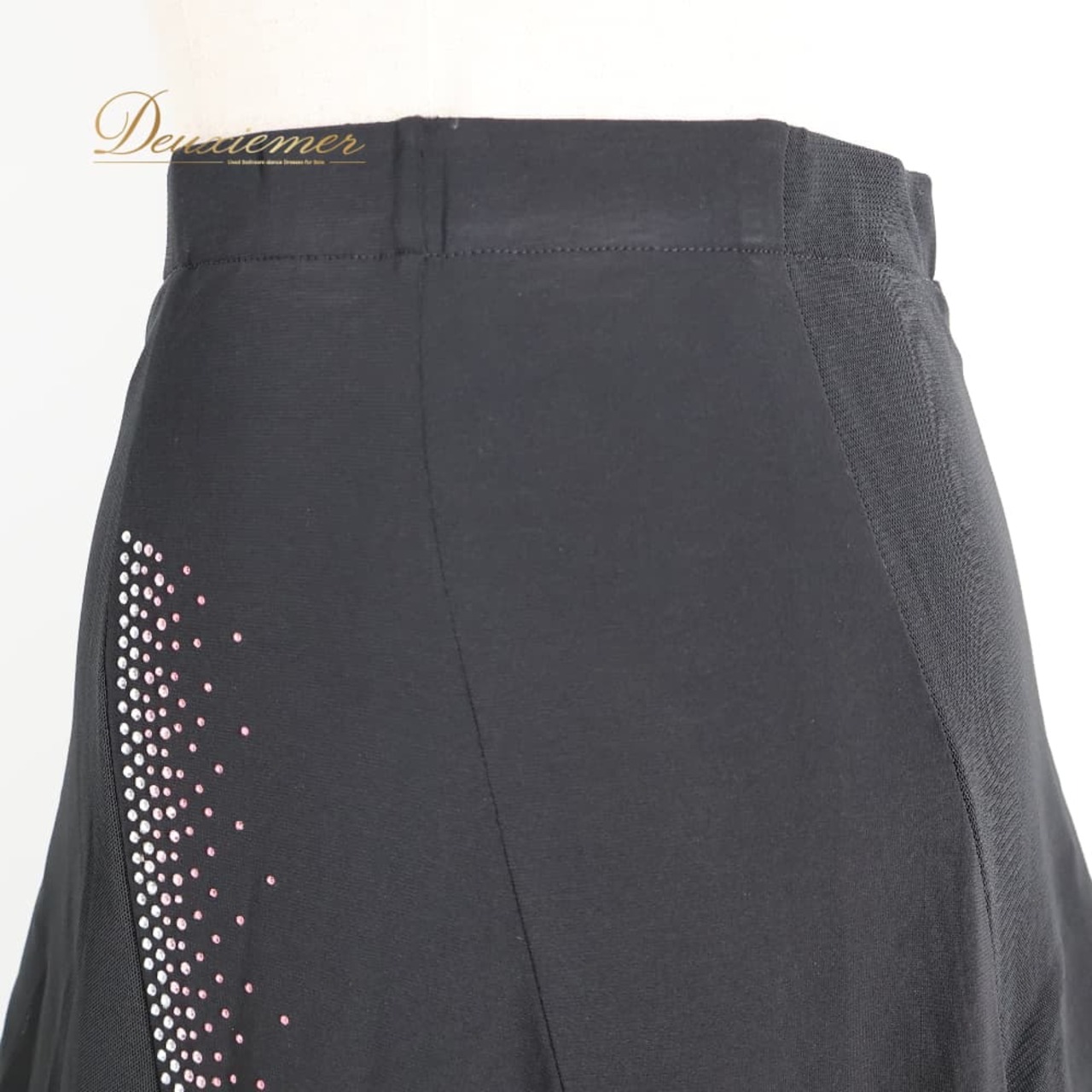 社交ダンス 衣装 prima boutique プリマブティック スカート レッスンウェア ブラック系 ラインストーン キラキラ 練習 レッスン 黒 伸縮 ストレッチ 上品 レース フリル ダンス衣装 イベント ステージ パーティー レディース