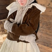 【2color】光沢が瞬く菊ボタンの物語ショートジャケット《W0209》