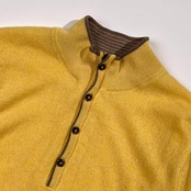 カシミヤ100% SIMPLE LIFE シンプルライフ ハーフボタン ハーフジップ ニット セーター M/イエロー メンズ
