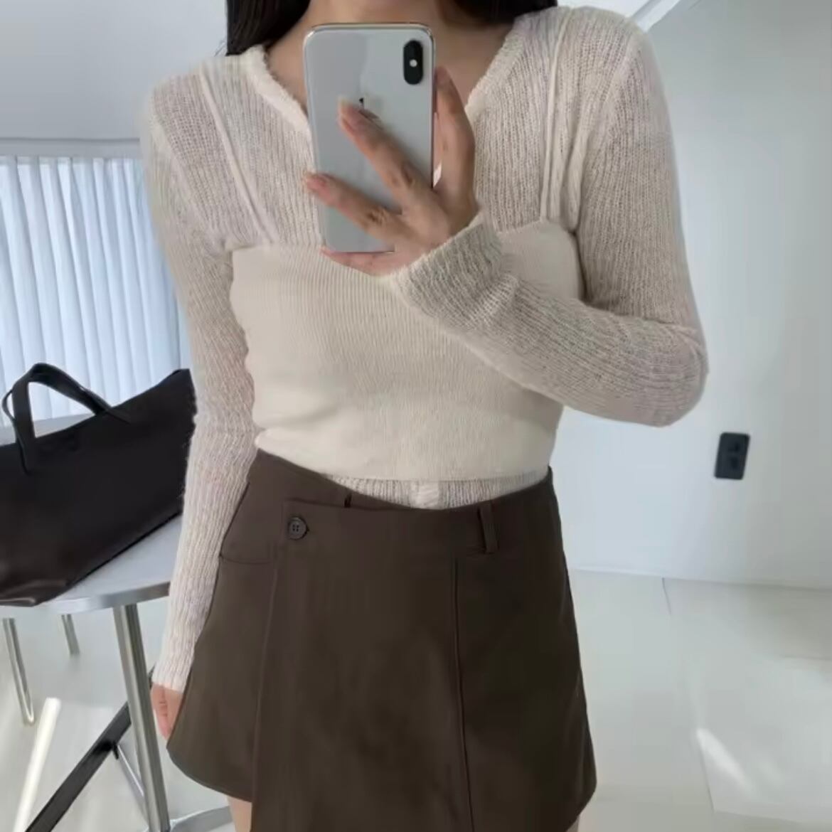 fluffy knit bustier set