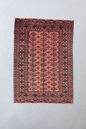 No.195 アンティークラグ トルクメン族 テケ絨毯（196cm×133cm）レッド　ブラウン　オレンジ　ブラック