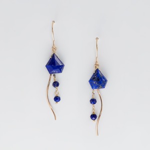 ラピスラズリ K10×GF ウェーブチェーン フックピアス