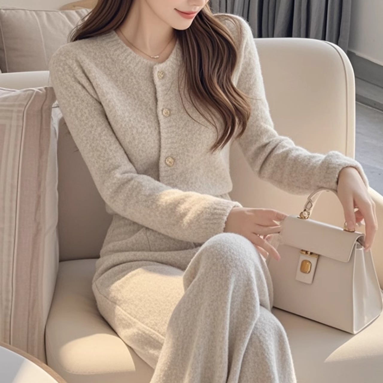 リネン ソフト カーディガン セットアップ SE10