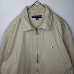 トミーヒルフィガー　コットン　スイングトップ　ブルゾン　刺繍ロゴ　ベージュ　L