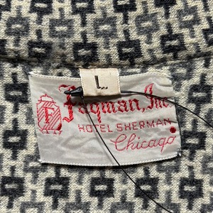 vintage 1950’s geometric pattern wool open collar shirt